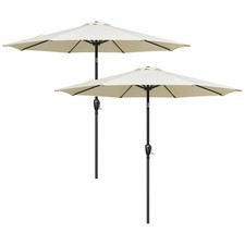 2 Pack 9ft Patio Umbrella Outdoor Market Umbrella 8 Ribs for Garden Pool Beige