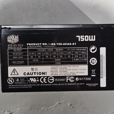 Cooler Master 750w Power Supply (RS-750-ACAA-A1) Clean, tested. PC PSU