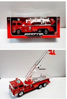 ''13  Fire Truck Toy Car Electric Spinning Bump & Go Light Up Vehicle for Kids