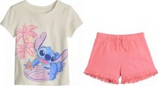 New Disney Jumping Beans Two Piece Stitch Tee Shirt Shorts Outfit Size 6 NWT