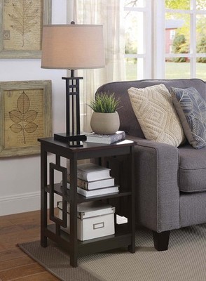 Town Square End Table with Shelves, Espresso