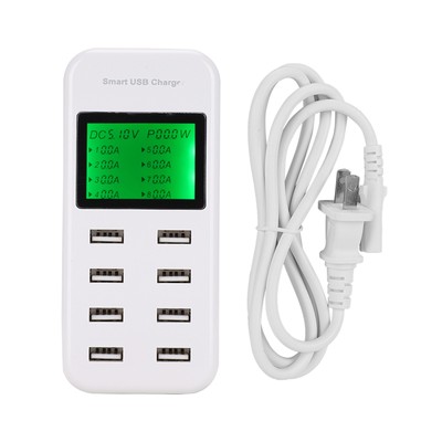 US Plug 8 Port Smart LCD Display USB Charger Hub Power Extension Station Doc Fit