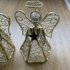 Set of 2 Glass Angel Ornaments Clear with Gold Accents Wings Star Heavy 4” — photo 2
