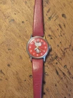 Vintage 1950s Timex Snoopy Red Wrist Watch 25mm Case Mechanical Running