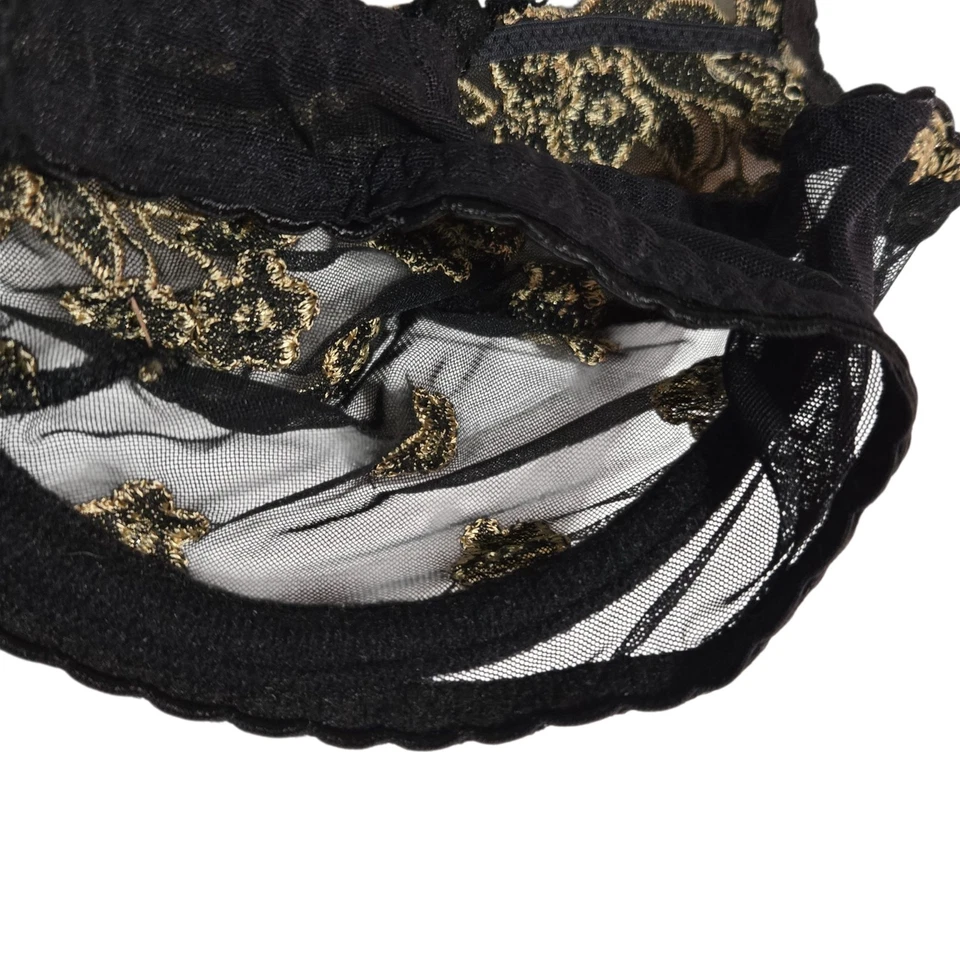 Sujetador De Colección Victoria's Secret Ornamentado Bordado Sin Forro Con Aros Negro y Dorado Foto 4 de 4