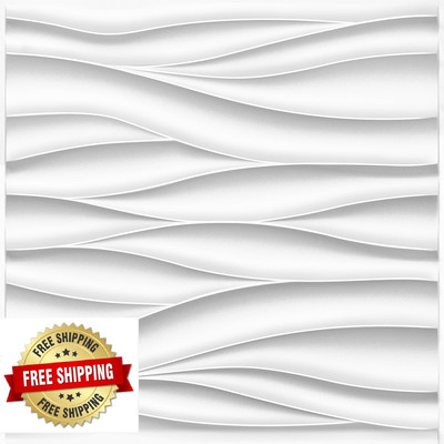STICKGOO White Wave 3D Wall Panels for Interior Decor 19.7''x19.7'' Accent Wall