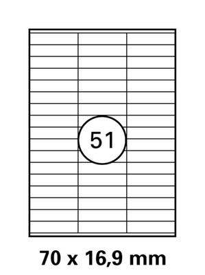 1 Pack mit je 5100 Laser Copy Inkjet Etiketten 70 x 16,9 mm