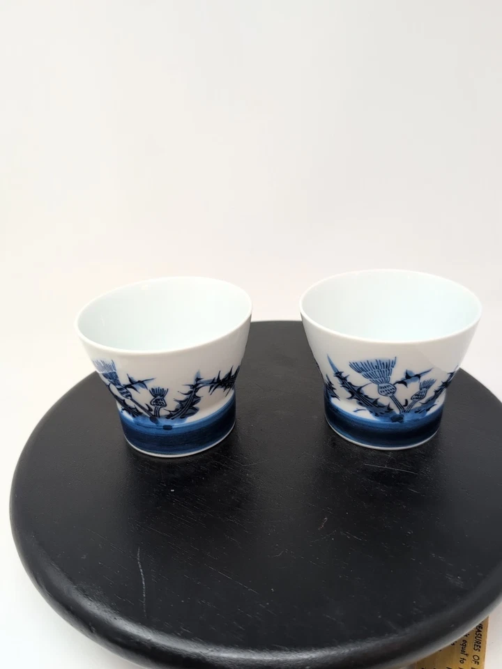 Pair Of Japanese Blue And White Porcelain Arita-yaki Teacups - Image 3 of 4
