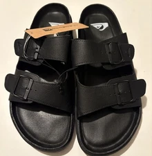 QuikSilver Black Deck Double Band Slides NWT