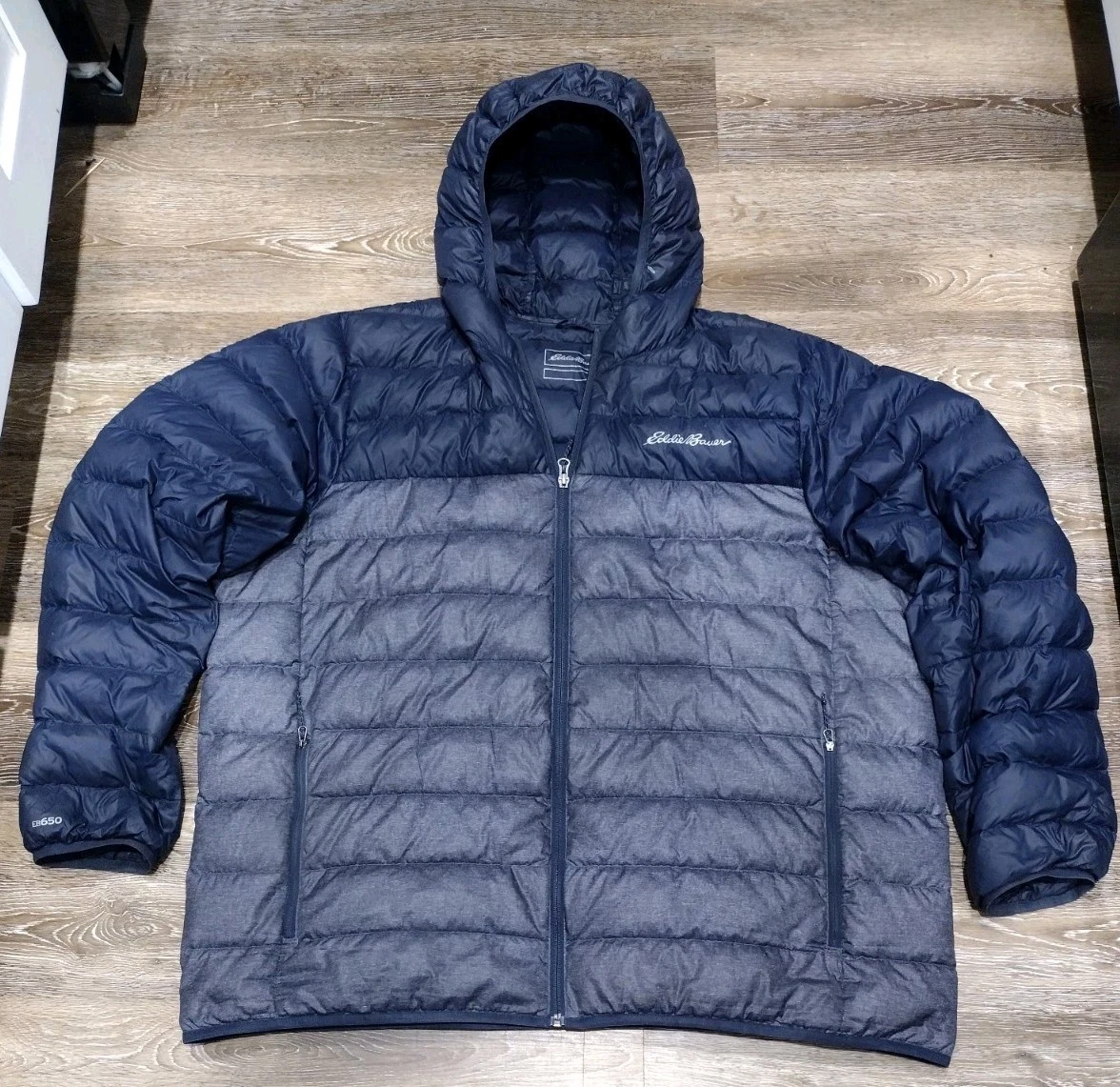 Eddie Bauer Cirruslite 650 Down Puffer Men’s 2XL Blue Lightweight Packable