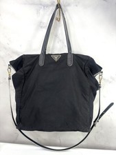 Prada Tessuto Handbag Triangle Logo Nylon Shoulder Tote Crossbody Y2k Vtg Flaw**