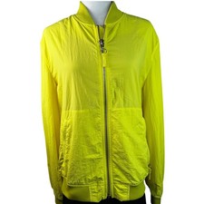 Zara Womens Bomber Runner Jacket Full Zip Lightweight Highlighter Yellow Size M