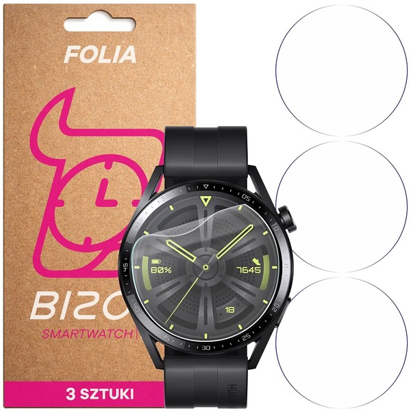 3X Schutzfolie FüR Huawei Watch Gt 3 46 Mm Active Bizon Displayschutzfolie Folie-image