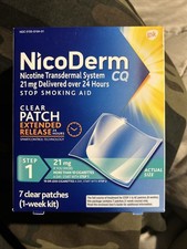 Nicoderm CQ Stop Smoking Patches 21mg 7 Clear Step 1 Exp 11/27