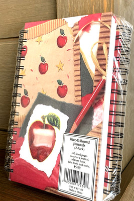 3 Wire O Bound Journals Notebook Address Date Book Apples Design 160 Lined Pages