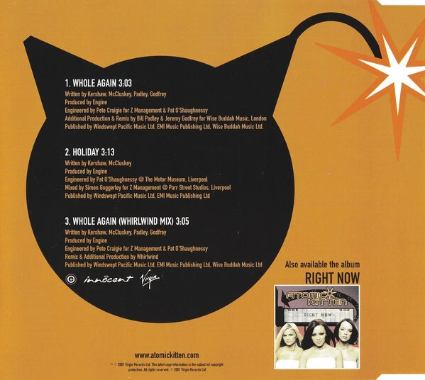 Atomic Kitten - Whole Again (3 Track  Maxi CD) - Bild 2 von 2