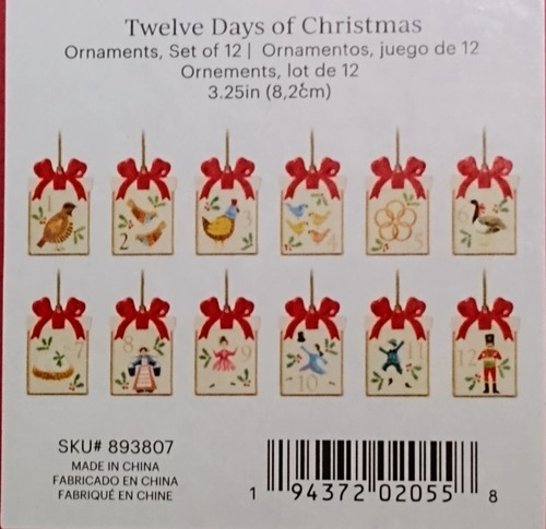 Lenox 12 Days Of Christmas Ornaments Set Of (12) m.s.r.p is $160.00 New in Box - Picture 3 of 21