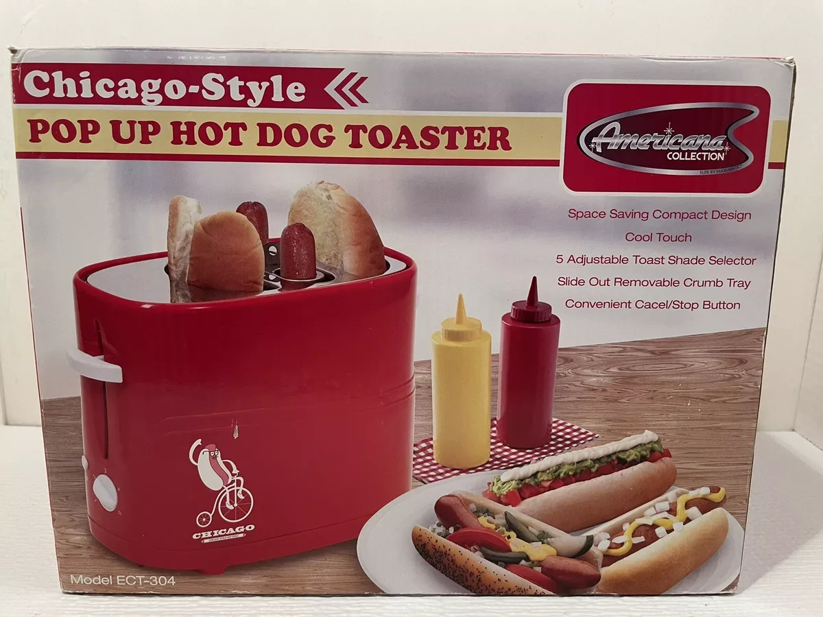 New Americana Chicago Style Collection Red Pop Up Hot Dog Toaster