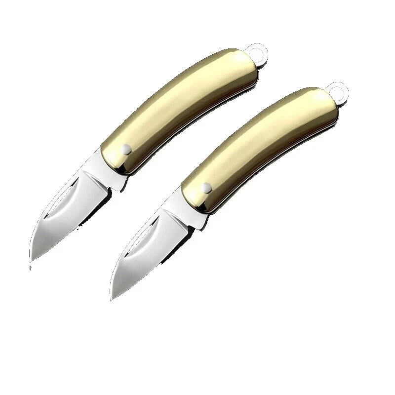 Stainless Steel Blade Brass Handle Collectible Folding Knives