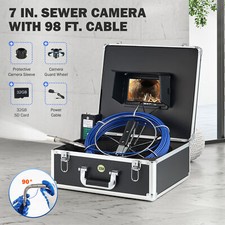7" Self-Leveling Sewer Inspection Camera w 512Hz 30m/98ft 12 LED Light IP68 720P