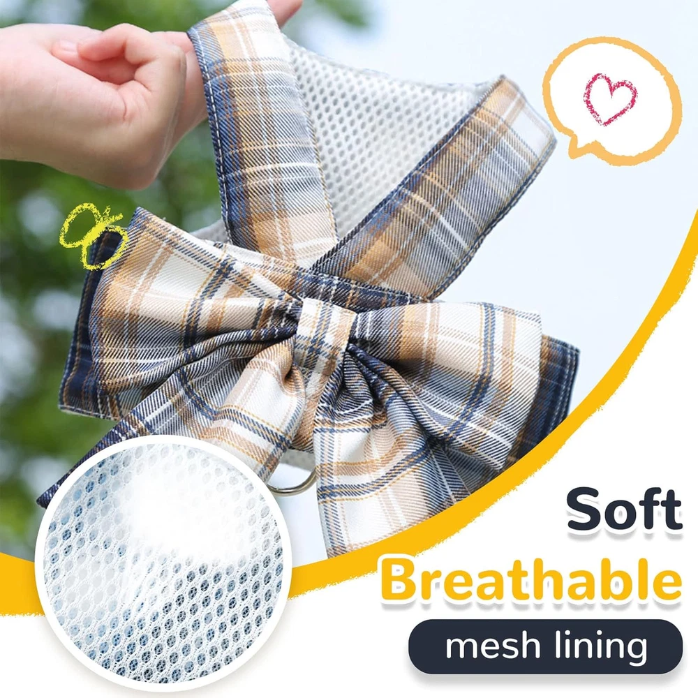 Dog Harness for Small Dogs with Bow Small Harness for Girl Dogs with D-Ring Soft