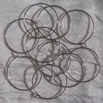Lot De 10 Créoles Cercles 25mm En Acier Inoxydable - Gris Métal, Pour Boucles D'oreilles