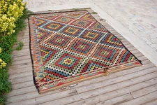 Turkish Kilim Rug 63''x96'' Handwoven Konya Cicim 5x8 Rug 161x245cm Nomads Kilim