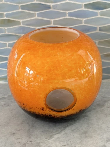 Vintage Hand Blown Glass Mid Century Modern Votive Candle Holder Germany