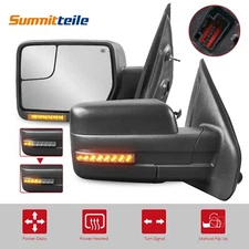 Pair Power Heated Tow Mirrors w/ Sequential Turn Signal For 2004-2014 Ford F150