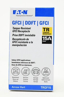 Eaton 15A Tamper Resistant GFCI Receptacle Arrow Hart Model TRGF15