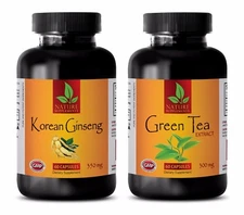 Red KOREAN GINSENG – GREEN TEA EXTRACT Capsules - 2 Bottles COMBO