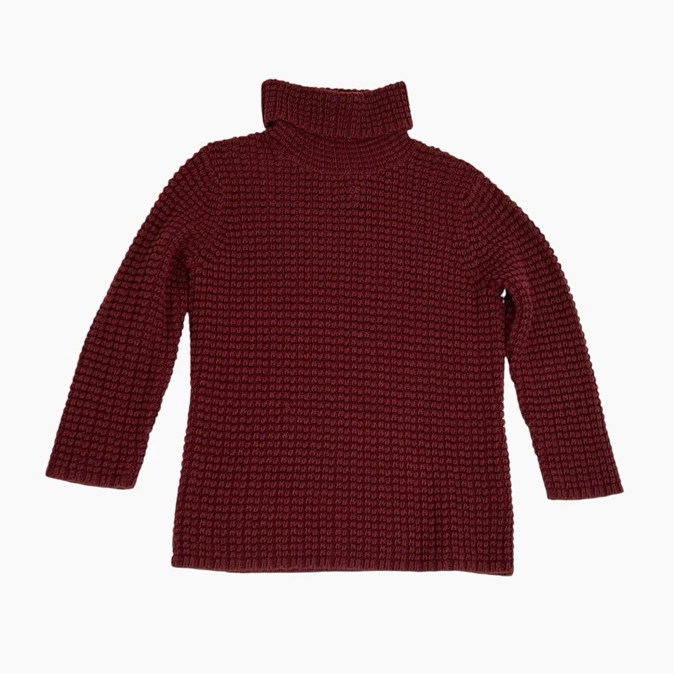 Suéter de cuello alto Rena Rowan para mujer grande grueso tejido gofre borgoña acogedor de colección Foto 3 de 4