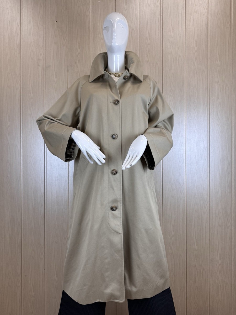 SEZANE Clyde Organic Cotton Beige Plaid Lined Oversized Trench