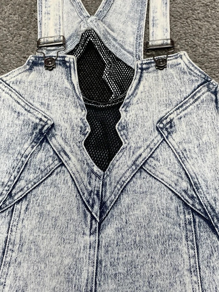 Mono con tirantes de mezclilla vintage para mujer azul medio lavado ácido claro años 90 LA Blues Foto 2 de 4