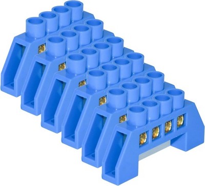 6 Pcs Brass Grounding Bus Bar Kit, Screw Block Barrier 4 Position Te Style: 4P