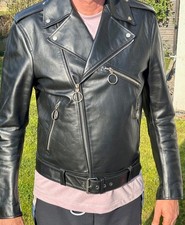 Lederjacke Biker, Designer Off White mit Prin...