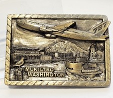 VINTAGE Boeing 767 Mukilteo Washington belt buckle Siskiyou 1983