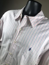 Polo Ralph Lauren Classic Fit Short Sleeve Button Down Shirt Mens XL Blue Stripe