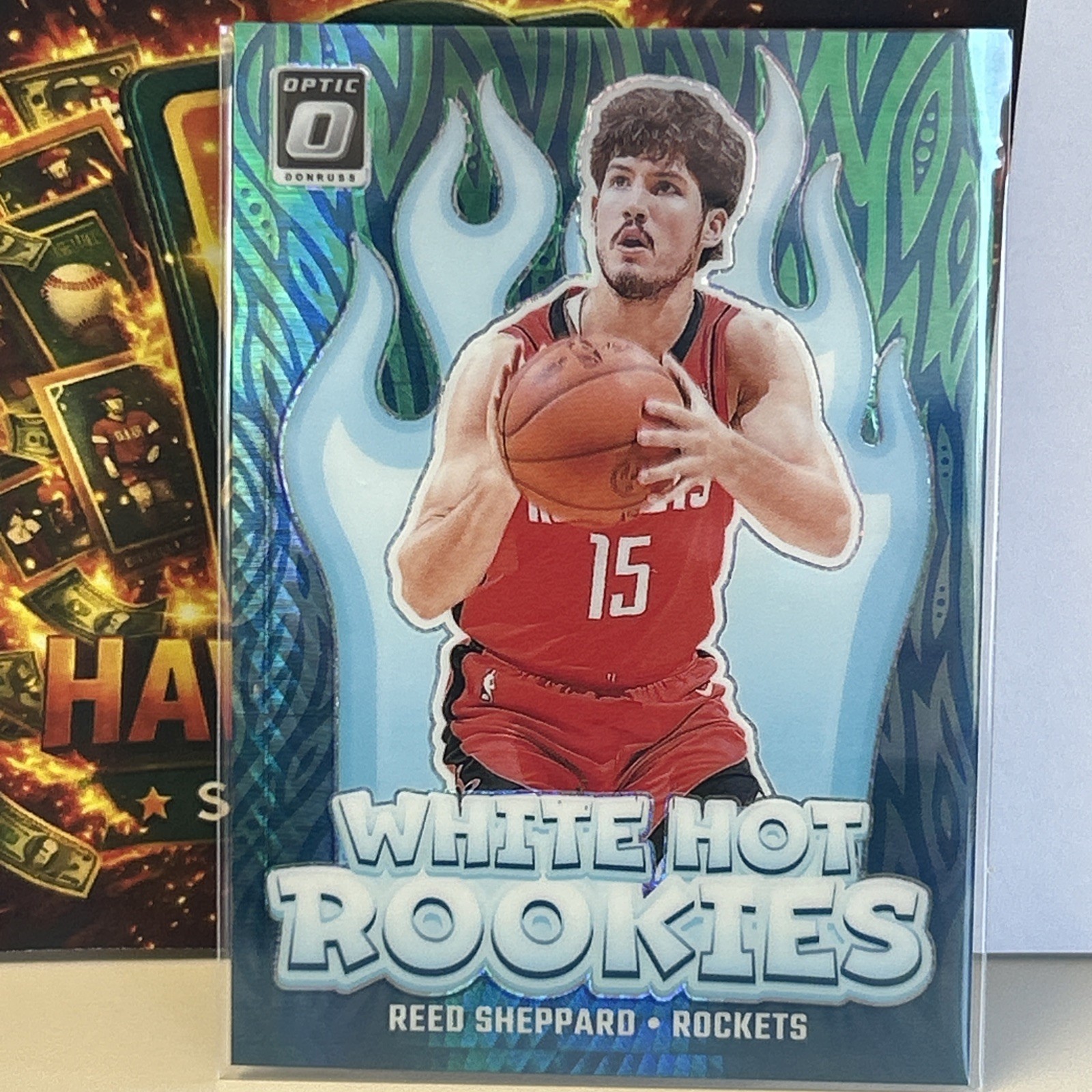 2024-25 Optic Reed Sheppard White Hot Rookies Green Hyper Rookie /249 Rockets