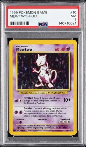 1999 POKEMON GAME #10 MEWTWO-HOLO PSA 7