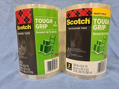 Scotch Moving Tape Tough Grip Packaging Tape, Clear 1.88 x 65.6yds- 2 X 3 Rolls