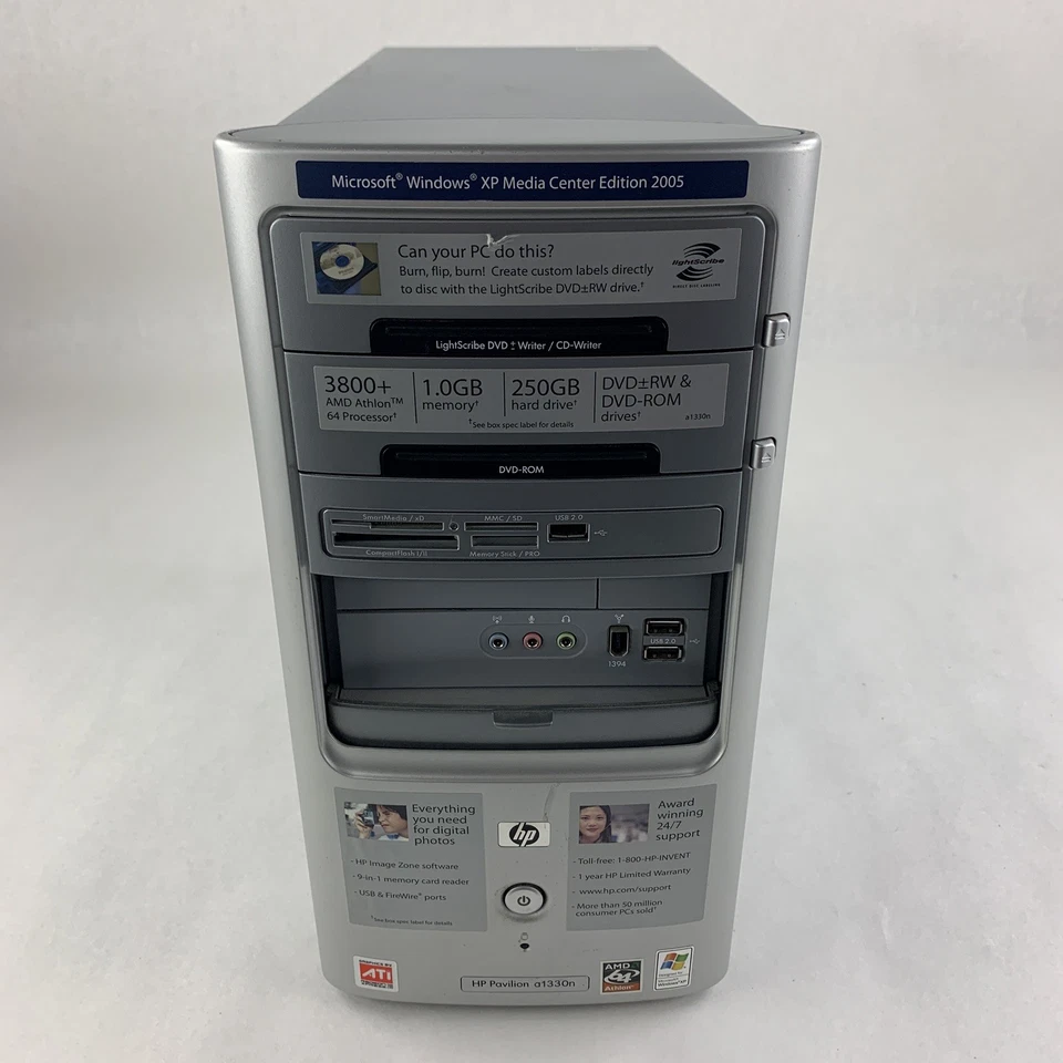 HP Pavilion A1330n Computer AMD Athlon 64 3800+ 2.4 GHz 1 GB Ram No OS No HDD - Image 2 of 4