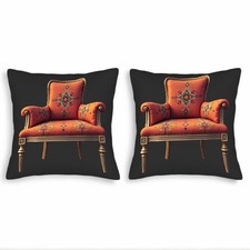 Set of 2 18x18in Throw Pillow Covers - Vibrant Red with Intricate Geometric