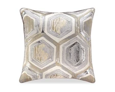 Meiling Geometric Throw Pillow, 20 x 20 Inches, Machine Washable, Metallic Si...