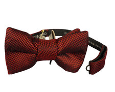 NWT TOM FORD Red  Black Micro Check Pre-Tied Silk Bow Tie ITALY 4.5 "x 2.5"