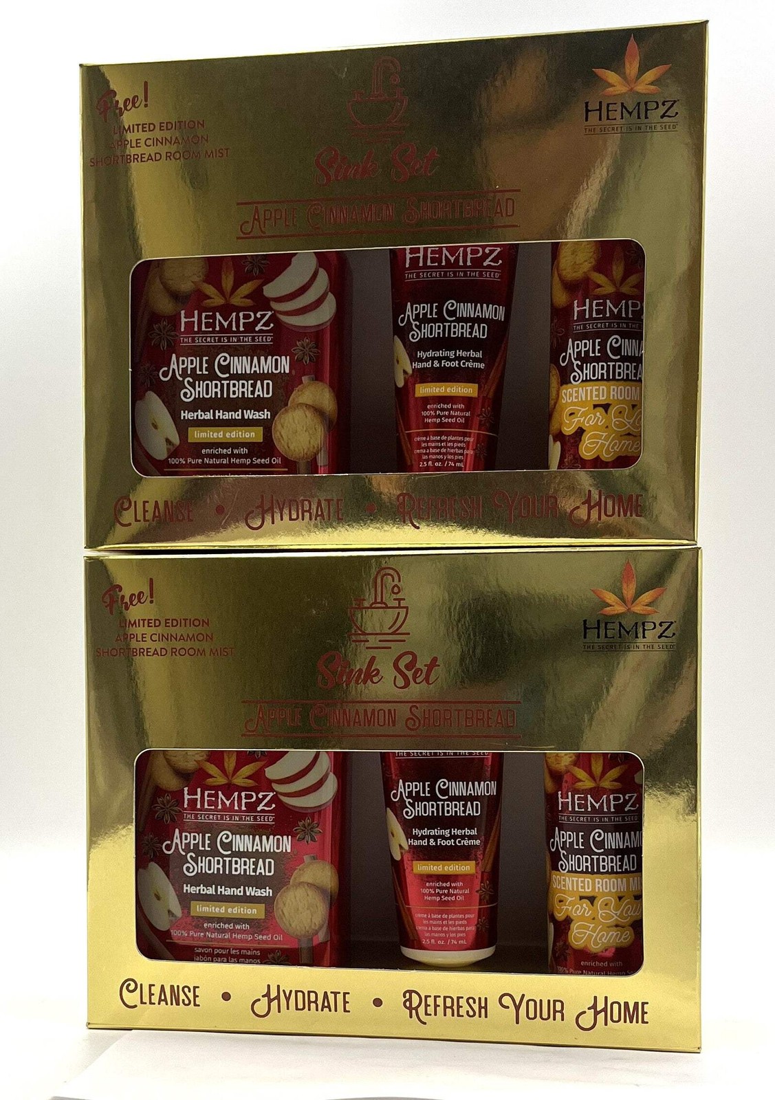 Hempz Apple Cinnamon Shortbread Hand Wash, Creme & Room Mist Gift Set 2 Pack