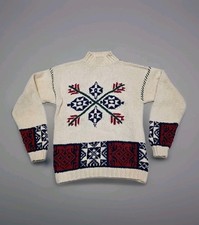 Vintage Hand Knitted Turtle Neck Sweater Ski Resort Wmns Med River Brand Arrow
