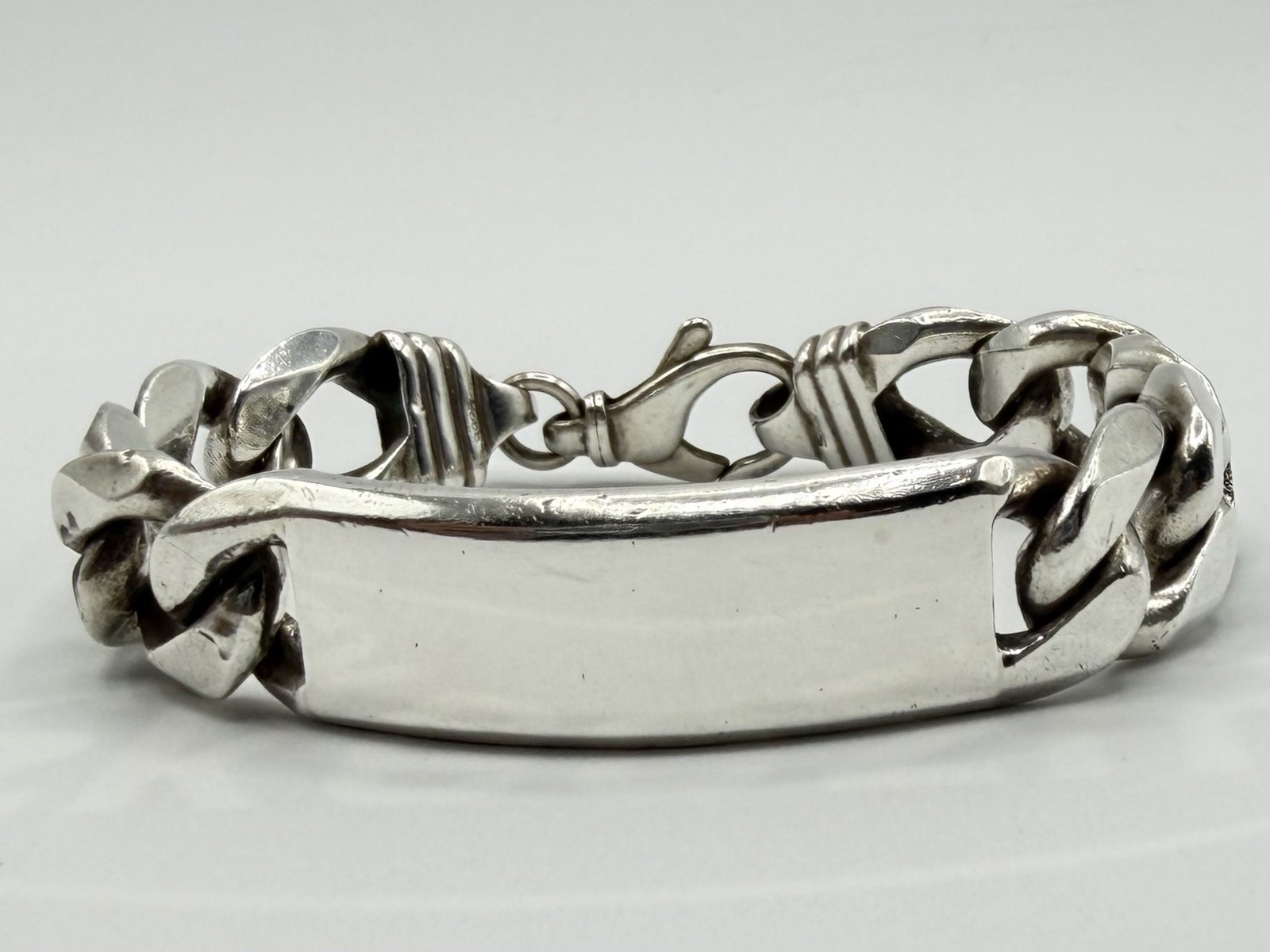 98g Heavy Vintage 925 Sterling Silver Men’s ID Cuban Link Bracelet