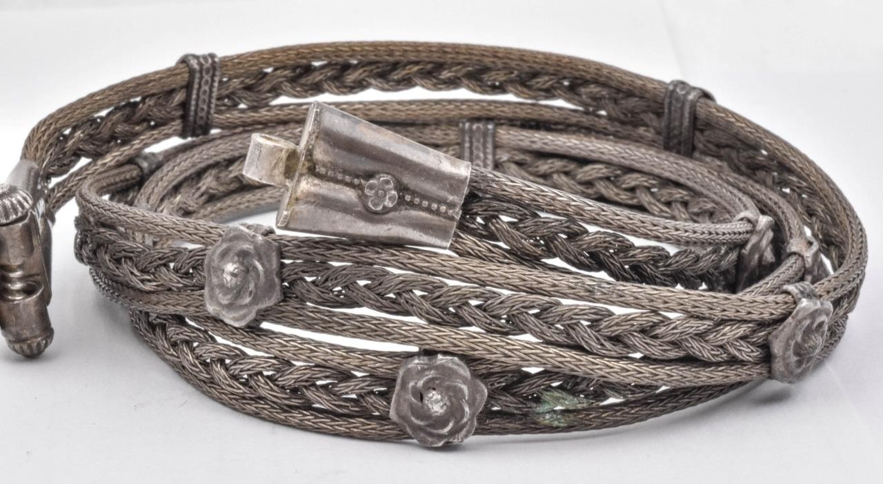 Antique 800 Solid silver braided rope Middle East… - image 3