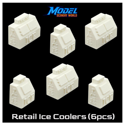 Retail Ice Coolers - 6pc - N Scale - White